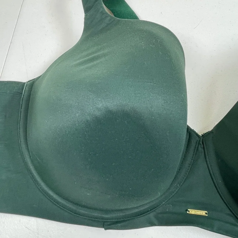 Cacique Lightly Lined Balconette Bra Women 48D‎ Green Underwire Smoothing Wings